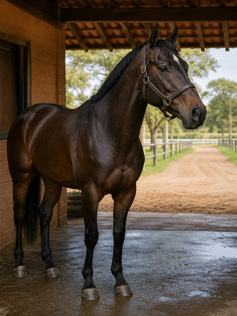 Depois: Cavalo alerta, com condição corporal equilibrada e aparência bem cuidada.