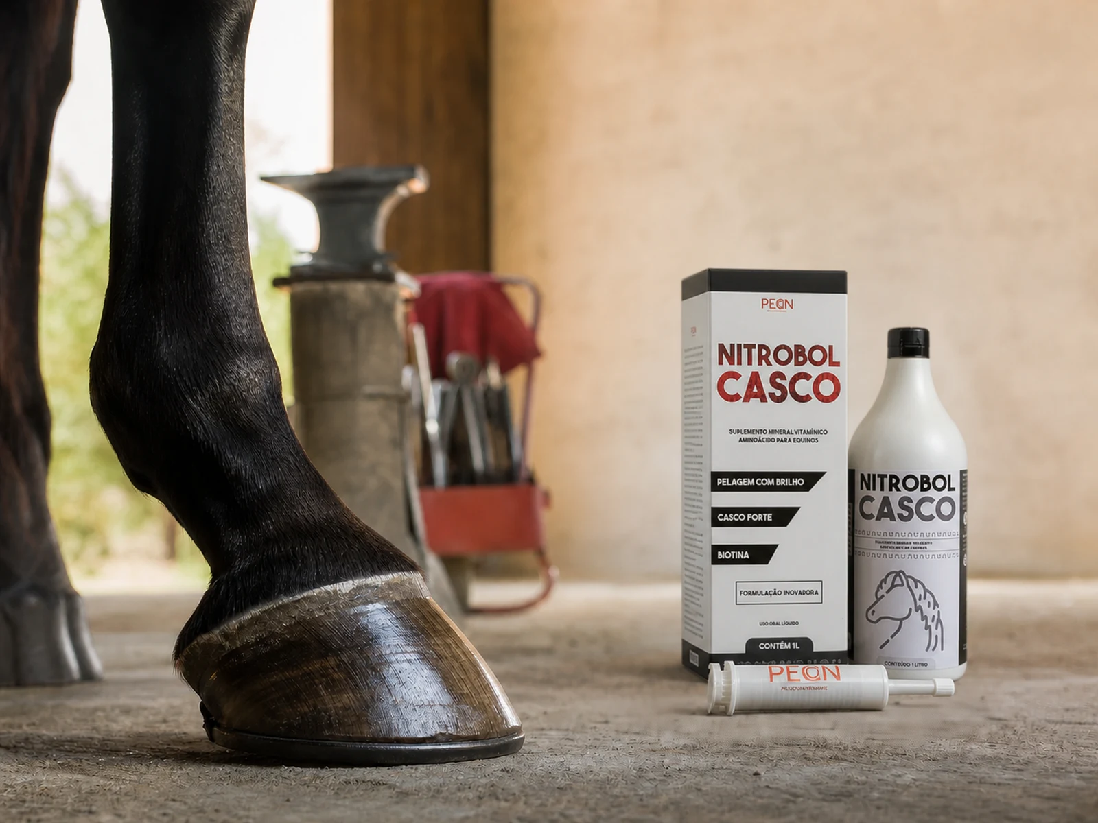 Casco ruim para o cavalo antes da prova